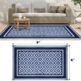 thumbnail image 6 of Kohree Outdoor Plastic Straw Rug 9'x12' ,Waterproof Mat with 4 Corner Loops Indoor Outdoor for RV, Camping, Deck ,Balcony-Blue & Light Blue, 6 of 7