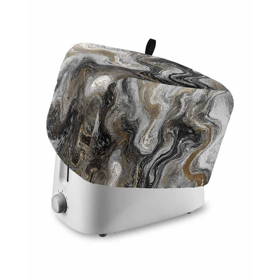 Fsddascl Black Marble Small Toaster Cover 2 Slice, Kitchen Appliance Covers, Retro Chic Abstract Mottled Texture Art Toaster Oven Cover with Loop, Bread Machine Cover Polyester Dust Cover Protection