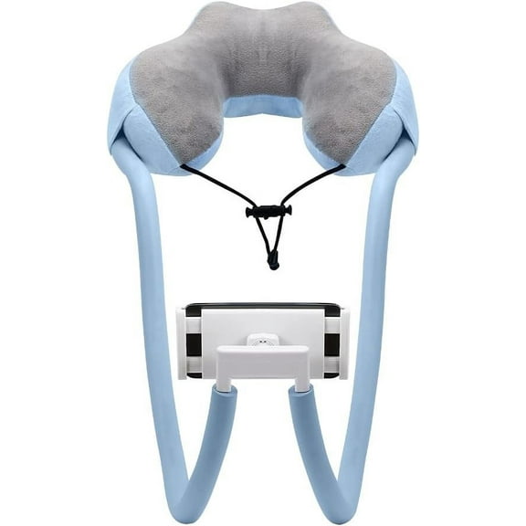 Neck Pillow Phone Holder, Lazy Gooseneck Cell Phone Stand with 360 Clips, Universal Mobile Phone Tablet Stand for iPhone 14/14 Pro Max/13 (Blue)