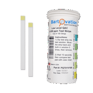 Sanitizer Strength Test Strips, Quaternary Ammonium 400 Ppm, 100/pk