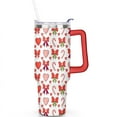 thumbnail image 2 of Bows Cane Candy Striped Hearts Red 40 Oz Tumbler with Handle Lid and Straw Stainless Steel Double Walled Vacuum Insulated Cup Merry Christmas Gifts Tumbler for Women Men Friends Outdoor Indoor, 2 of 6