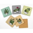 thumbnail image 2 of Inkdotpot Set of 6 Drink Coasters DecorativeNon,SlipCork Base4-inch Square PrintedCoastersEasy Clean- Cactus, 2 of 8