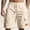 Khaki, variant on Short for Men Summer Corduroy Drawstring Waist Loose Solid Color Multiple Pockets Work Pants Outdoor Fitness Pants Beach Shorts