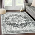 thumbnail image 3 of Twister.CK Machine Washable Area Rug 5' x 7', Non Slip Backing Low Pile Rugs Boho Vintage Foldable Stain Resistant Indoor Carpet for Bedroom Living Room Playroom, Gray, 3 of 7