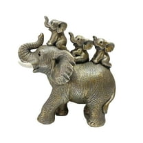 3 Baby Elephants Riding AN Elephant Statue, Desk Collectable Craft Sculpture Animal Figurine For Anniversary Parties Decor Bookshelf Bedroom