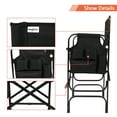 thumbnail image 4 of Omysalon 30" Tall Directors Chair Black Folding with Side Table Storage Bag,Portable Makeup Artist Bar Height, Aluminum Frame 300 lbs Capacity, 33.8" L x 19.2" W x 45.6" H, 4 of 8