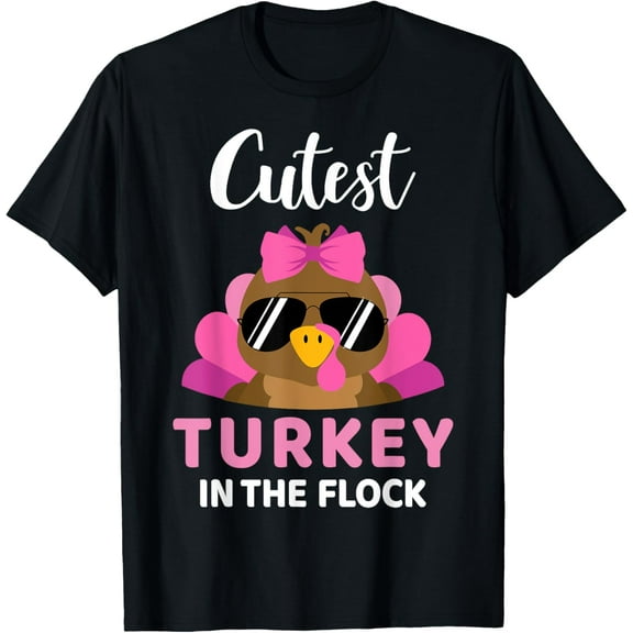 Cutest turkey in the flock girls kids toddler thanksgiving T-Shirt