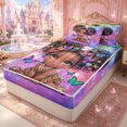 thumbnail image 2 of Erosebridal Curly Haired Girl Zipper Queen Comforter Set with Fitted Sheet and 2 Pillowcases for Girls, Dreamy Galaxy Butterfly Zipper Bedding Set, Rainbow, Pink Reversible, 4pcs, 2 of 7