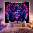thumbnail image 2 of Glowing Dragon Heart Formed from Neon Wings on Black Background, Mystical Fantasy for Fantasy Decor Lovers, Magical Wall Art Decor, Halloween Gift, Tapestry Wall Hanging for Bedroom and Dorm, 2 of 7