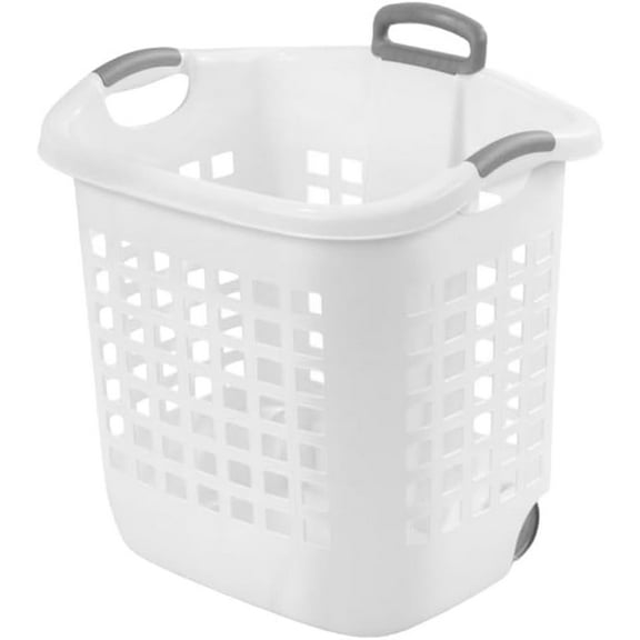 Miemie 1.75 Bushel Ultraâ„¢ Wheeled Laundry Basket Plastic, White, (Pack of 1)