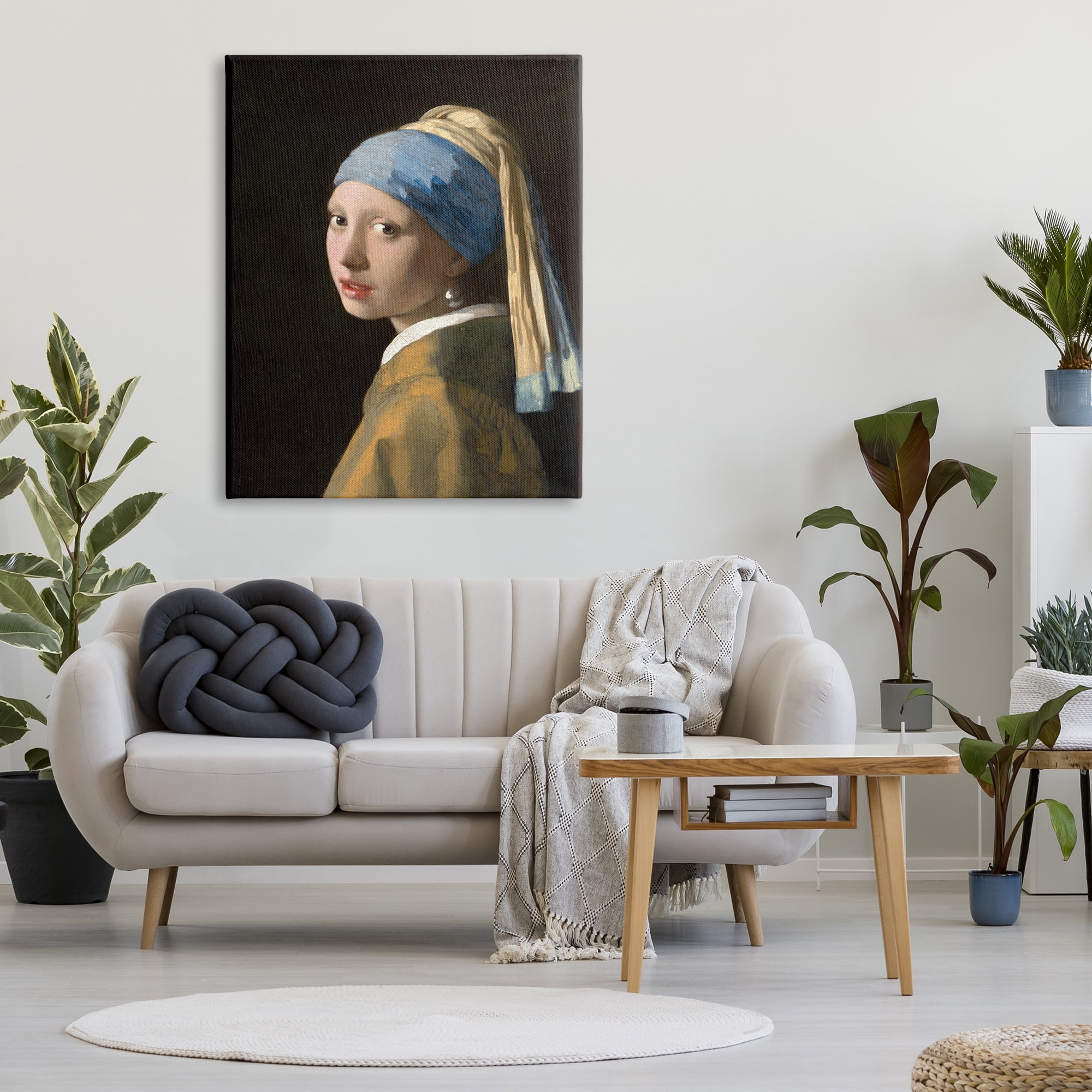 The Stupell Home Decor Collection Vermeer Girl With A Pearl Earring Classical Portrait Painting Canvas Wall Art