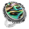 thumbnail image 1 of 925 Sterling Silver Ring For Women - Girls Multicolor Genuine Abalone Shell Gemstone Silver Ring Size 6 Simple Silver Ring Size 6 Easter Gift For Mother Gemstone 925 Silver Jewelry, 1 of 6