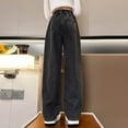 thumbnail image 5 of Girls Jeans Cargo Baggy Wide Leg Denim Straight Loose Pants Tween High Elastic Waistband with Pockets Youth Teen Casual Pants(,Color:Black,Size:10-11 Years), 5 of 7