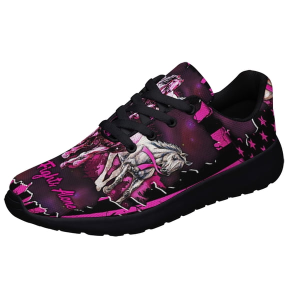 No One Fights Alone Breast Cancer Awareness Shoes Sneakers for Women Men Black Size 3.5