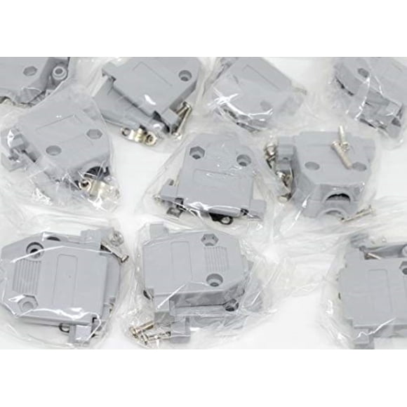 Pc Accessories-Gray Plastic Hood for DB-15/HD-26 DA15 Connectors Short Screw, 10-Pack