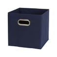 thumbnail image 3 of Household Essentials Fabric Storage Bins 6 Piece Set, Strong Poly-Woven Fabric, Sturdy Chipboard Sides, Grommet Front Handle, Stackable and Foldable, Classic Design, Navy, 3 of 4