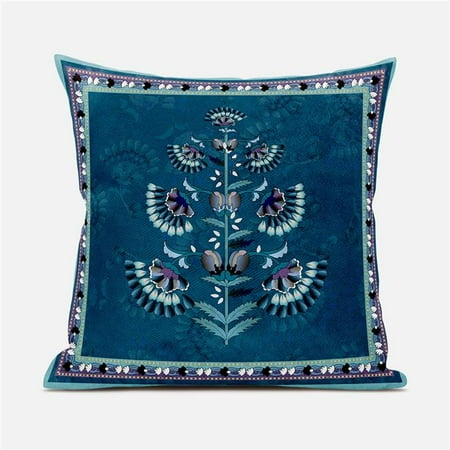 

Amrita Sen Designs CAPL756FSDS-ZP-18x18 18 x 18 in. Mughal Buta Suede Zippered Pillow with Insert - Sea & Green