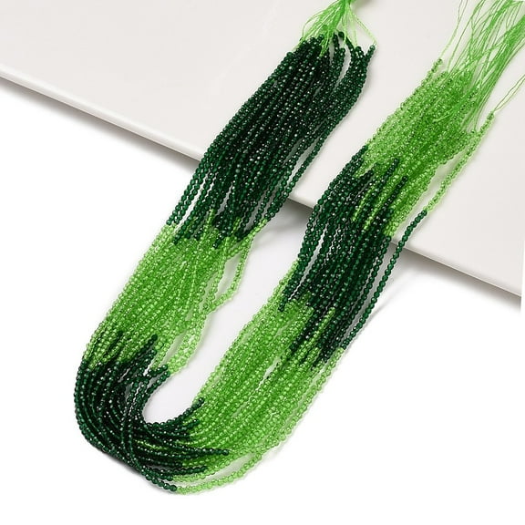 20strands Transparent Gradient color Glass Beads Strands Segmented Multi-color Beads Faceted Round Green 2mm Hole: 0.5mm about 160~178pcs/strand 13.58 ~14.17 inch(34.5~36cm)