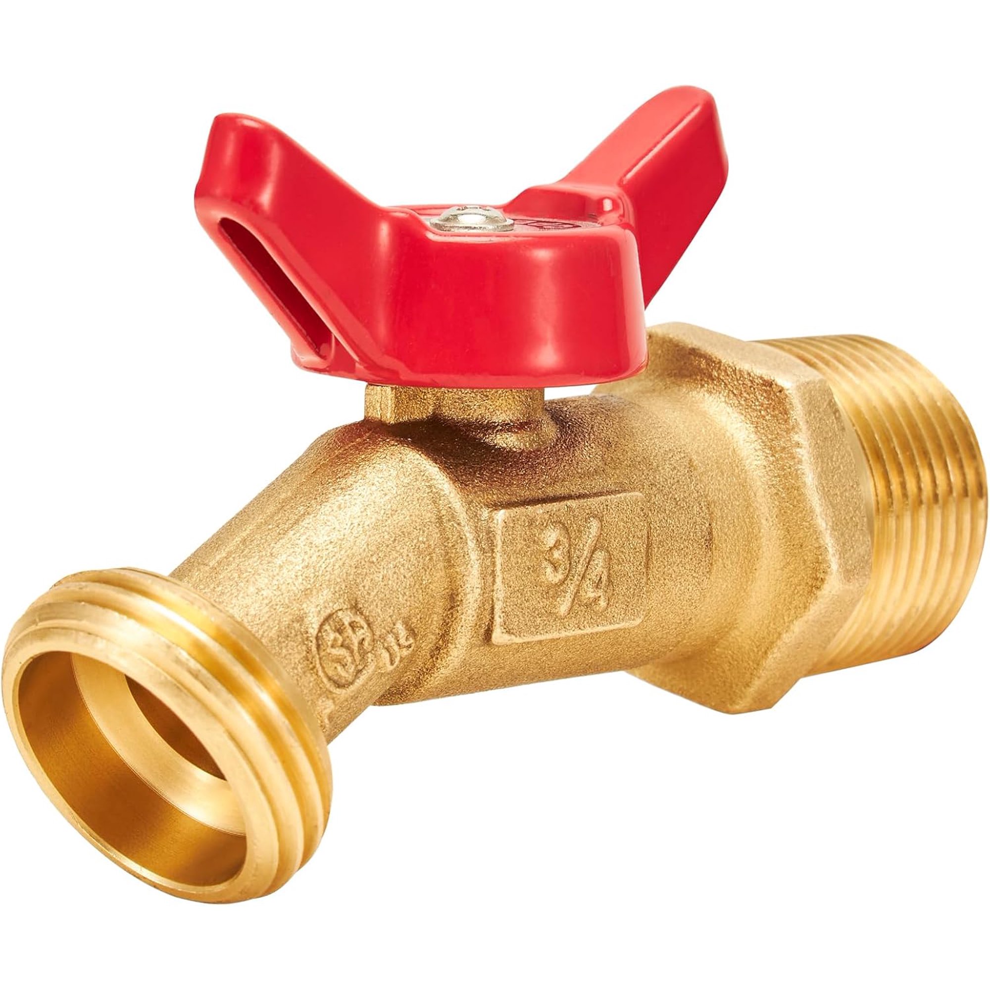XIUUS-Outdoor Garden Hose Faucet Ball Valve Hose Bibb Shut Off Valve 3/4 Male NPT x 3/4 Male GHT Threaded Spigot 1/4 Turn Shut Off Hose Bib with Handle 2pcs(3/4 Male NPT)