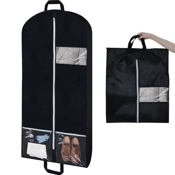 Jowenia Suit Carrier Bag Garment Bag with Handles and 2 Large Clear Pockets Travel Suit Cover