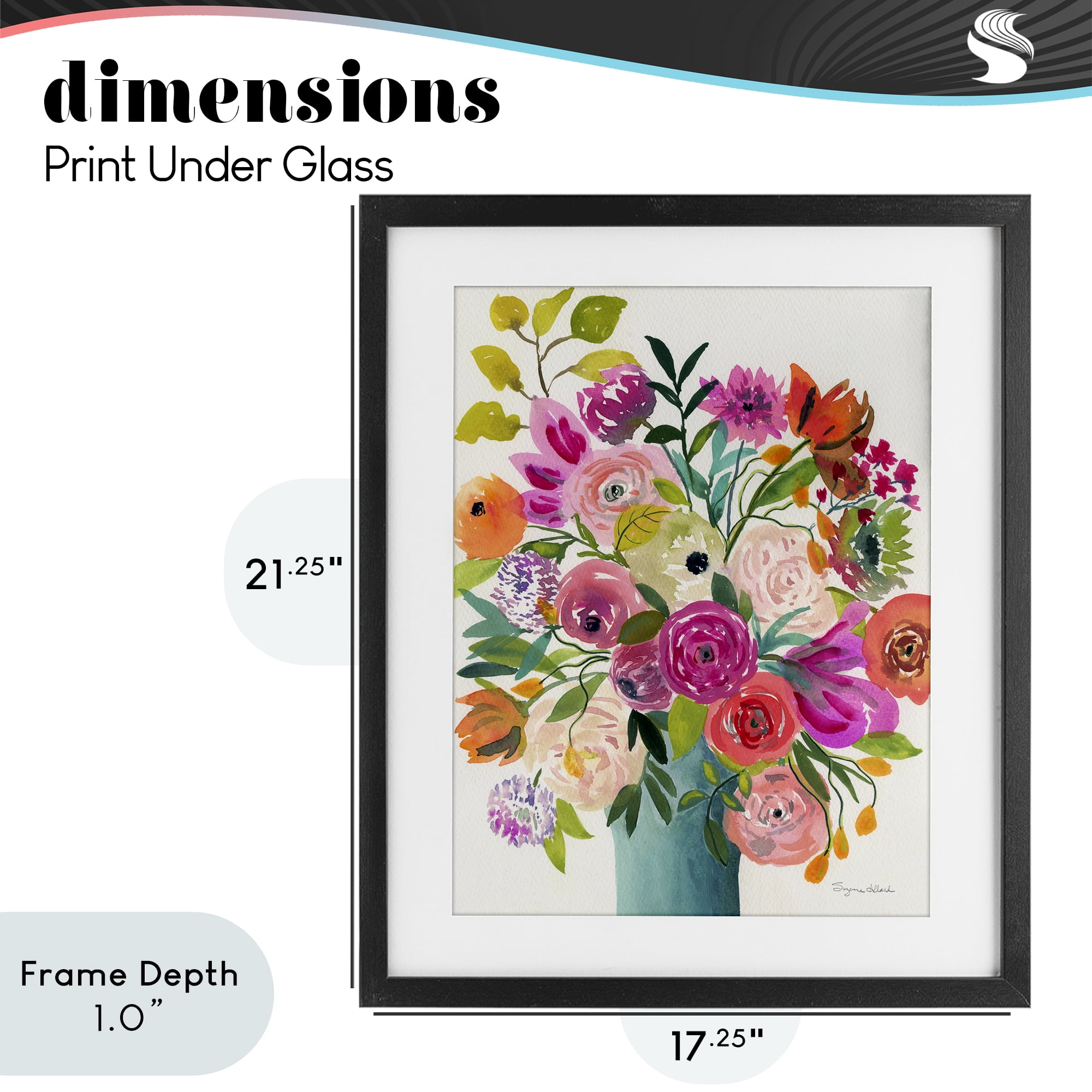Stupell Industries Jewel Of Summer Bouquet Black Framed Print Under Glass, design by Suzanne Allard