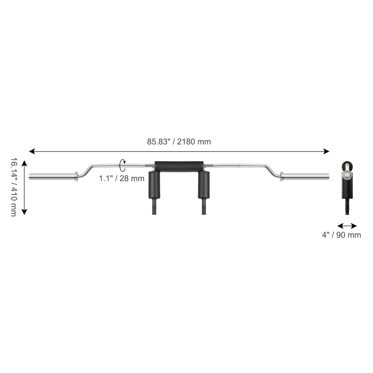 ZHICHUN  Safety Squat Bar 700 LBS Weight Capacity 28mm Diameter Steel Bar with Soft Shoulder & Arm Pads Multifunction Fitness Bar for Front Squats Lunges Training and Physical Therapy Support