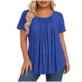 thumbnail image 2 of Neewe Womens Plus Size Pleated Tops Short Sleeve Summer Tunic Casual Loose Fit Crewneck Shirts Blouse 2026, 2 of 6