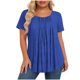 thumbnail image 2 of Neewe Womens Plus Size Pleated Tops Short Sleeve Summer Tunic Casual Loose Fit Crewneck Shirts Blouse 2026, 2 of 6