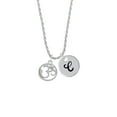thumbnail image 2 of Delight Jewelry Silvertone Om in Circle with Clear Crystal Silvertone Script Initial Disc - C - Charm Necklace, 20"+3", 2 of 4