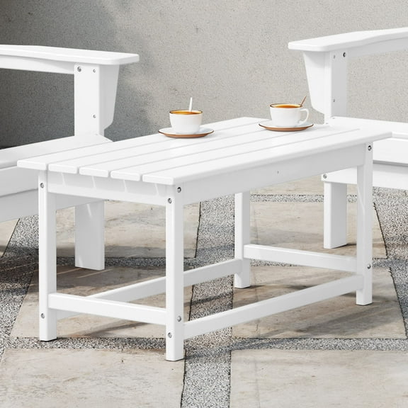 WestinTrends Malibu Patio Outdoor Coffee Table – 35" All-Weather Poly Lumber Adirondack Porch Table, White