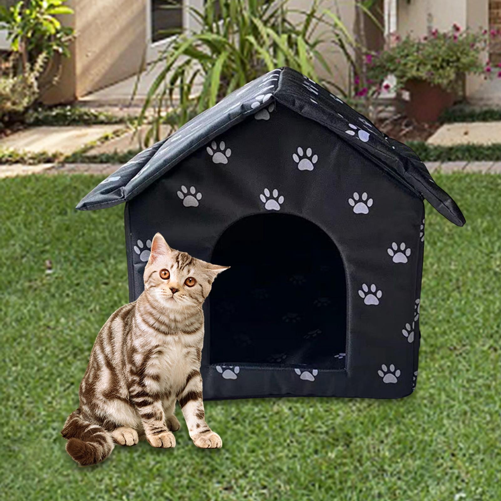 Abri Extérieur Imperméable Pour Chat - Niche Confortable Pour Chats Errants, Petits Chiens, Lapins - Avec Toit Débordant Et Rideaux - Jardin, Camping - 5