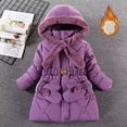 thumbnail image 4 of Puffer Jackets for Girls Fleece Lined Coats with Pockets Hooded Belt and Gloves Size 6-13 Teens Solid Long Sleeve Zip Up Thermal Warm Winter Jacket, 4 of 5