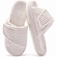 thumbnail image 1 of wonima44 House Slippers for Women Adjustable Indoor Open Toe Memory Foam Corduroy Non-slip Bedroom Shoes, 1 of 1