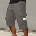 thumbnail image 4 of BRDFRL Men's Below Knee Long Shorts Lightweight Cargo Capri Hiking 3/4 Multi Pockets Gray L, 4 of 5