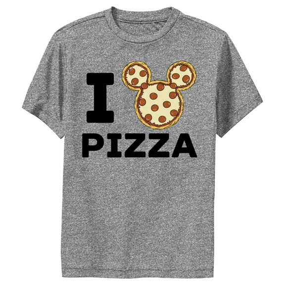 Boy's Mickey & Friends Mickey Mouse Pizza  Performance Graphic Tee Charcoal Heather Medium