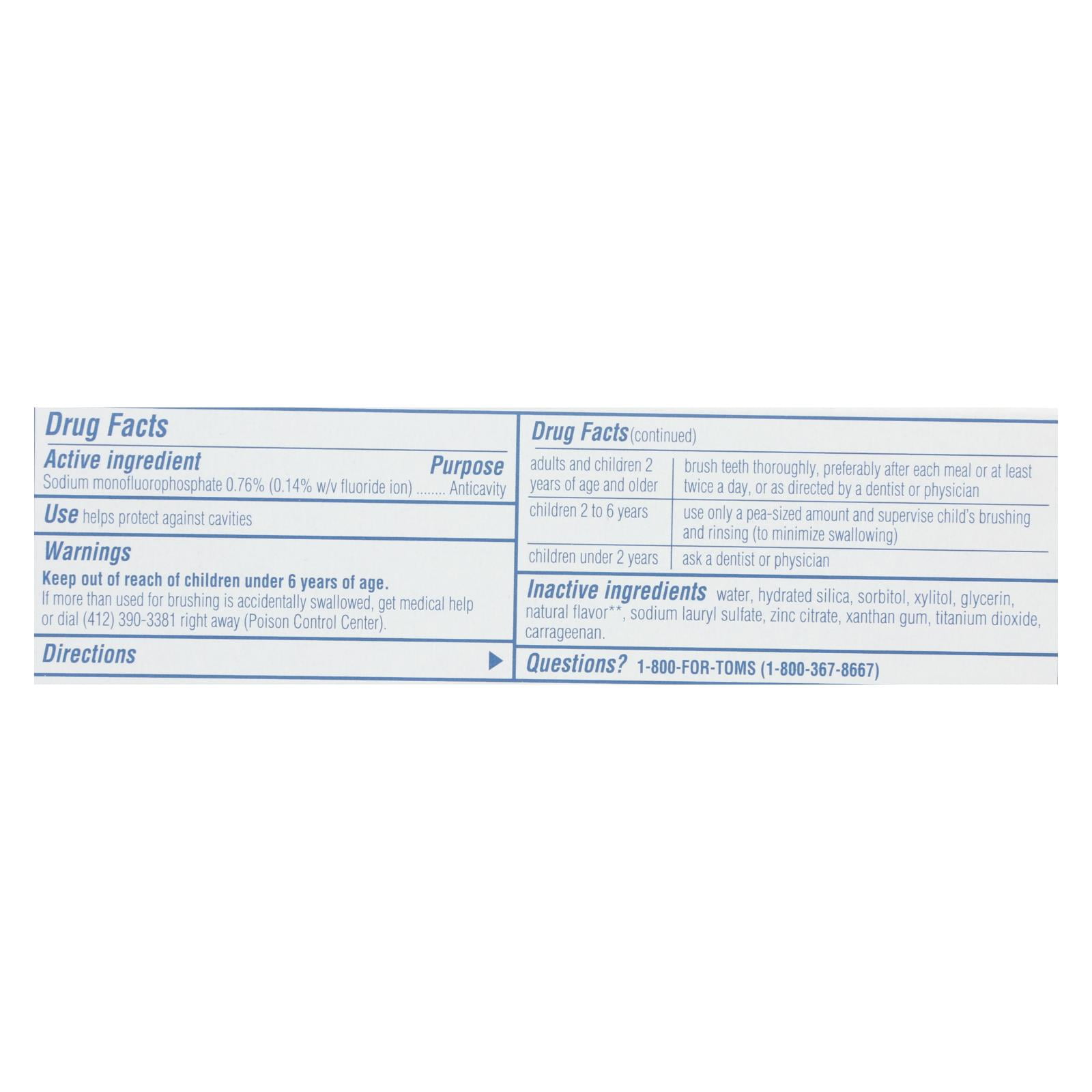 Tom's Of Maine - Tp Whole Care Ppmnt Fluor - Case of 6 - 4 OZ