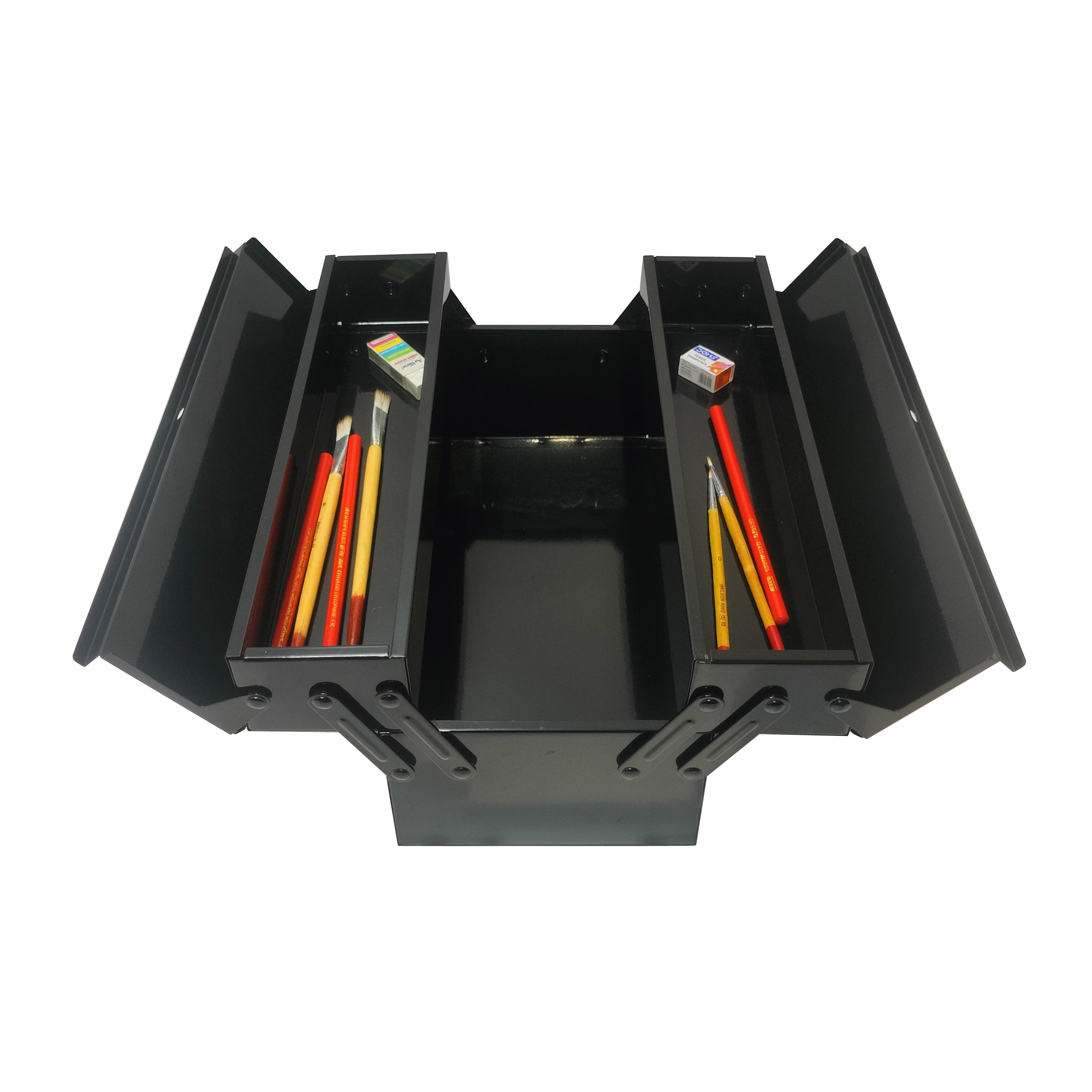 Artist's Loft Art Supply Storage Box - Durable Iron with Easy-Clean Surface - Black - 14" x 6.4" x 6.6" - 1-Pack