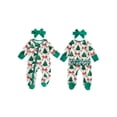 thumbnail image 2 of Cjfdfy Newborn Baby Girl Christmas Footed Romper Christmas Tree Santa Print Zip-up Long Sleeve Footed Bodysuit And Headband Infant Cute My Christmas Fall Winter Outfit 0-9M, 2 of 8