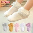 thumbnail image 2 of Laklulu-Conjunto de 5 piezas de calcetines con borde con volantes para niños pequeños, calcetines de encaje doble para niña, calcetines de baile para estudiantes de color sólido, 2 of 5