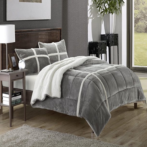 Chic Home Salander 7 Piece Comforter Set Ultra Plush Micro Mink Sherpa