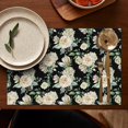 thumbnail image 4 of Wildflower Butterfly Table Mats Set of 6, Heat Resistant Wrinkle Free Flax Material with Blooming Peony Botanical Pattern for Rustic Farmhouse Garden Dining Room, 4 of 5