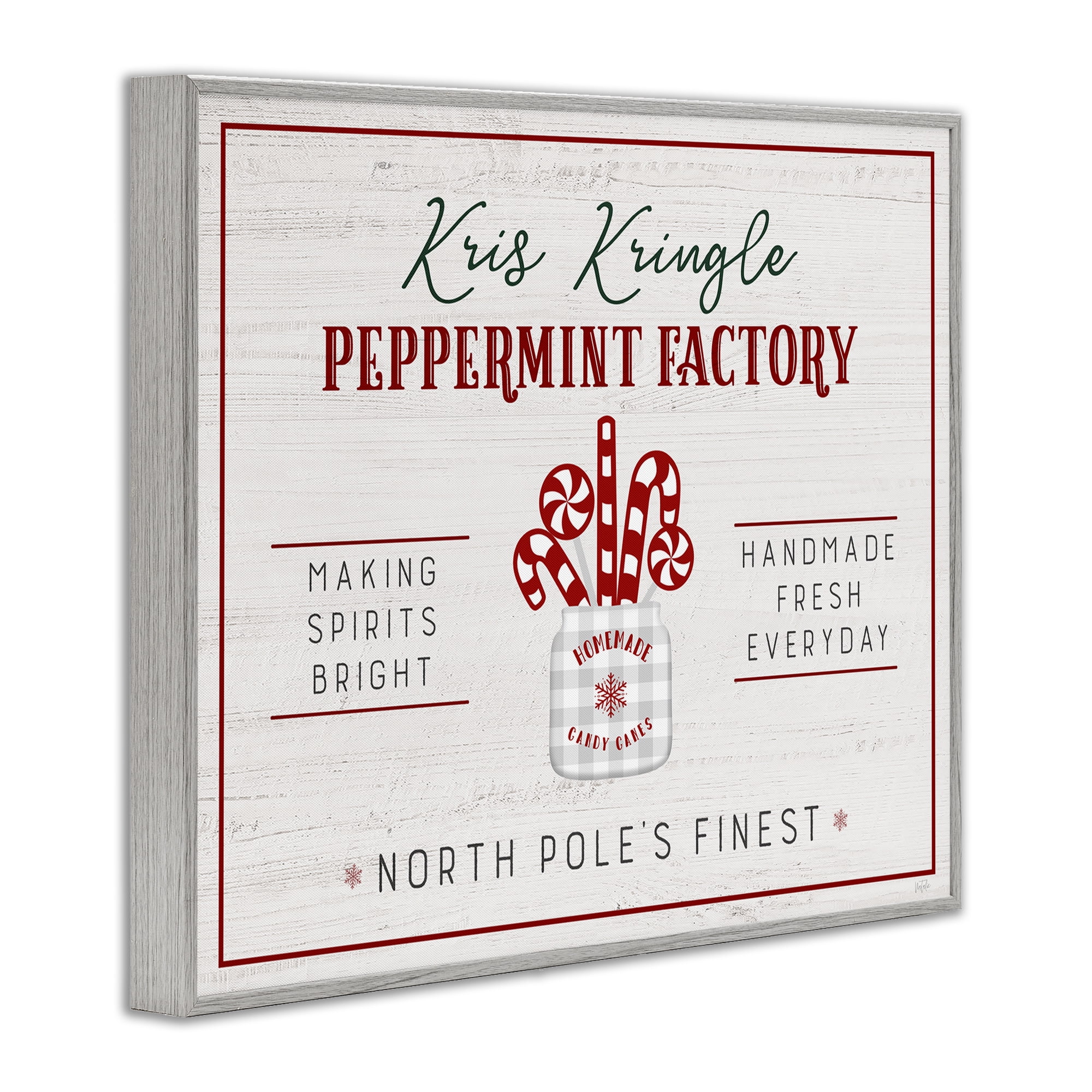 Stupell Industries Holiday Peppermint Factory Holiday Painting Gray Framed Art Prints Wall Art, 14 x 11