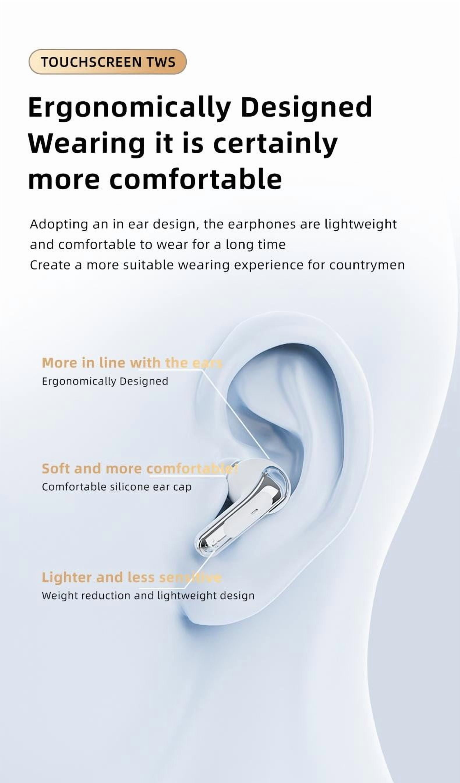 COM1950s Bluetooth Earbuds for Couples,4 in 1 Wireless Earphones with Smart Touch Screen,Noise Canceling,Bluetooth 5.4,Long Battery Life,Dual Sharing,Hands-Free Calling