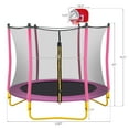 thumbnail image 2 of 5.5 FT Kids Trampoline with Enclosure Net, Basketball Hoop and Ball, Pink, 2 of 6
