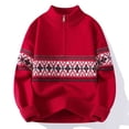 thumbnail image 2 of Atogsazn Mens Knitted Half Zip Christmas Sweater Casual Crewneck Long Sleeve Pullover Sweatshirt Fall Clothing Tops Outerwear 02-Red XXL Fashion, 2 of 8