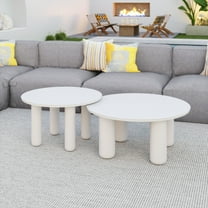 Ola Coffee Table Set (2-Piece) White Coffee Table, Modern Style, Powder Coated Aluminum round shape tabletop, Aluminum, Outdoor Living
