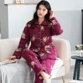 thumbnail image 2 of Chaqueta acolchada gruesa de tres capas para mujer, pijamas florales, ropa de dormir para invierno, mantener el calor, M-XXXL, 2 of 5