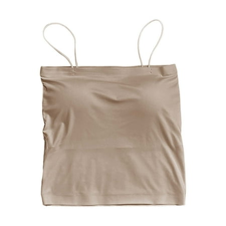 WTXUE Womens Summer Tops  Tank Tops Women with Built in Bra Spaghetti Strap Tanks for Strapless Sleeveless Sleeveless Built-in Bra Leisure Camisole  Khaki