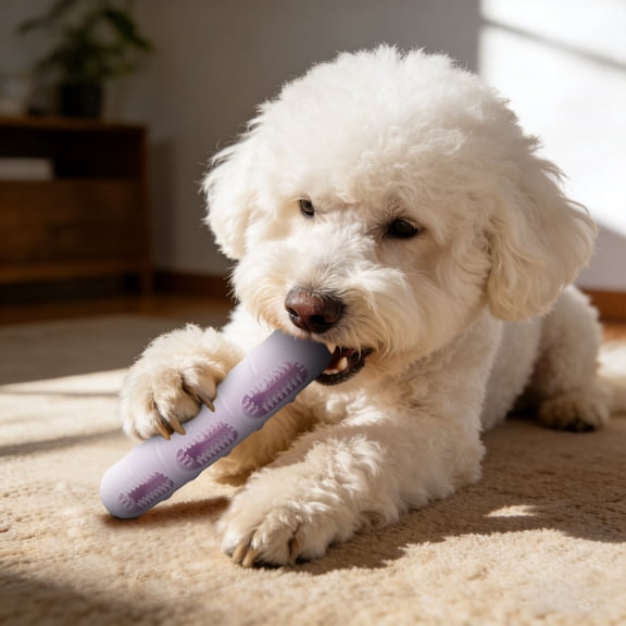 Goowood Dog Toothbrush Toy and Interactive Dog Toys for Puppy Teething Treat Dispensing Chew Toy with Brush Teeth Cleaning Compatible with Most Chews