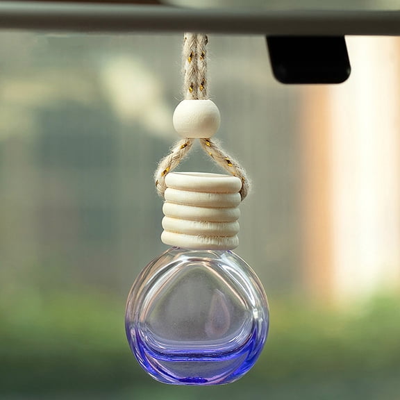 8 pc Empty Glass Perfume Bottle Pendants with Wood Cap Aromatherapy Fragrance Essential Oil Diffuser Bottle Car Hanging Decor Blue 5x3.5cm Capacity: 10ml(0.34fl. oz) Glass